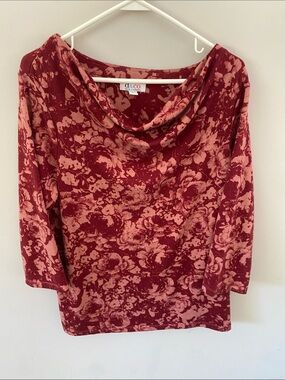 c&co. Women's Burgundy Floral Cowl-Neck Top